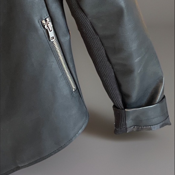 Steve Madden BB Dakota Black Faux Leather Moto Jacket Asymmetrical Zip S‎ - Picture 4 of 10